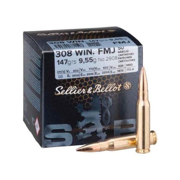 Sellier & Bellot 308win 147gr FMJ